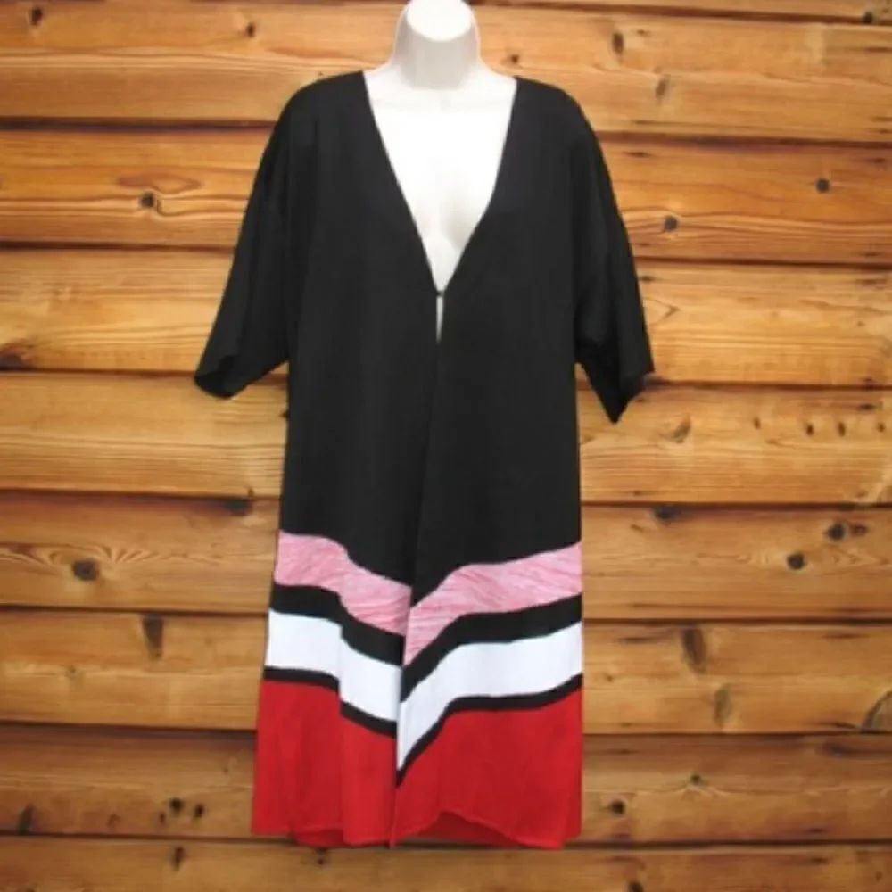 NWT Misook Black Knit Duster Cardigan Sweater Top SIze S